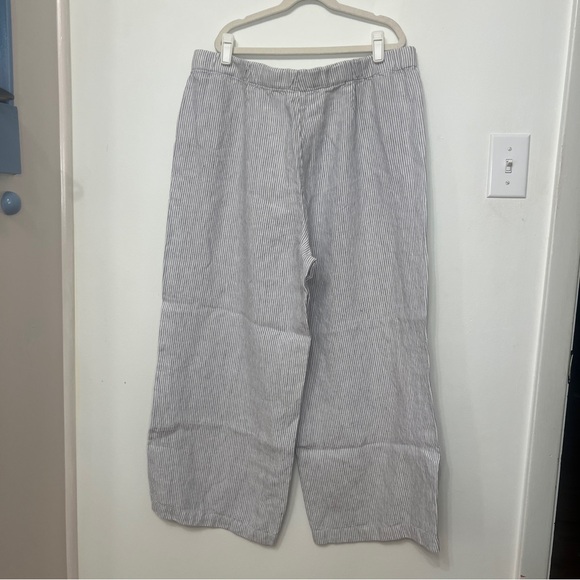 J. Jill Gray Striped Linen Pants Medium - Picture 6 of 7